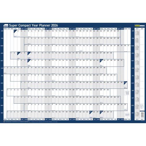 Sasco 2026 Super Compact Year Wall Planner 400W x 285Hmm With Wet Wipe Pen & Sticker Pack Unmounted - 2410264 Sasco 2026 Super Compact Year Wall Planner 400W x 285Hmm With Wet Wipe Pen & Sticker Pack Unmounted - 2410264