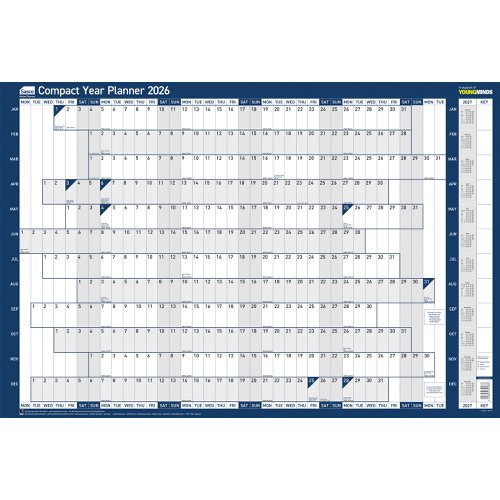 Sasco 2026 Compact Year Wall Planner 610W x 405mmH Landscape With Wet Wipe Pen & Sticker Pack Unmounted - 2410267 Sasco 2026 Compact Year Wall Planner 610W x 405mmH Landscape With Wet Wipe Pen & Sticker Pack Unmounted - 2410267