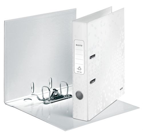 Leitz WOW Lever Arch File A4 50mm Pearl White PK10