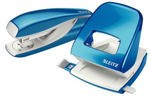 Leitz Wow Mini Hole Punch NeXXt 10 Sheets Metal in Blister Packaging Metallic Ice Blue 