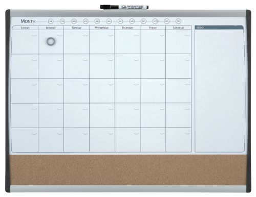 Nobo Combination Board Cork/​Magnetic Whiteboard Planner Arched Frame 585x430mm 1903813