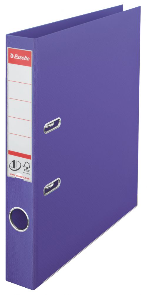 Lever Arch Files Esselte No.1 Lever Arch File Polypropylene A4 50mm Spine Width Violet (Pack 10) 811540
