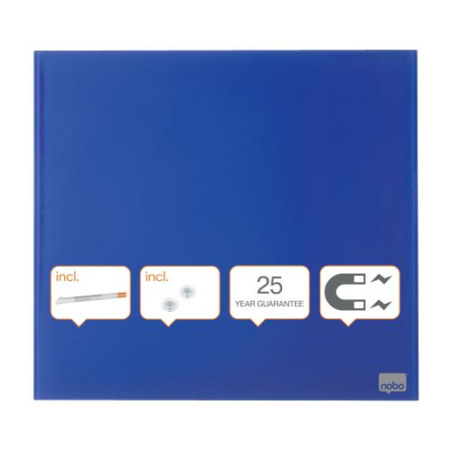 Magnetic Nobo Magnetic Glass Whiteboard Tile 300x300mm Blue 1903952