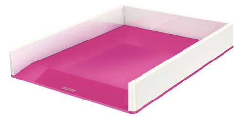 Leitz WOW Dual Colour Letter Tray A4/Foolscap Portrait White/Pink 53611023