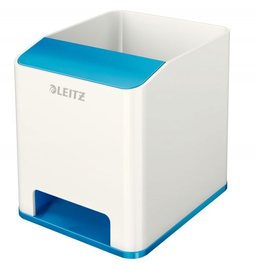 Desk Tidies Leitz WOW Dual Colour Sound Pen Holder White/Blue 53631036