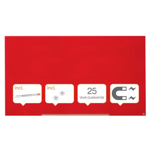 Nobo Impression Pro Magnetic Glass Whiteboard Red 1900x1000mm 1905186