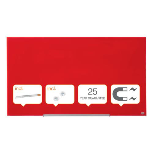 Nobo Impression Pro Magnetic Glass Whiteboard Red 1260x710mm 1905185