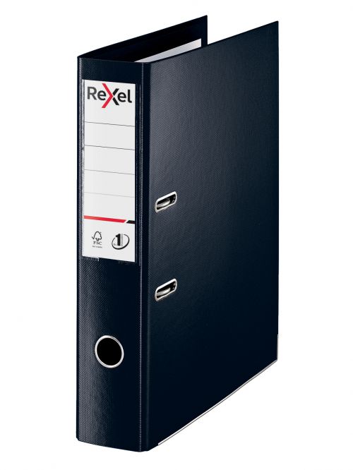 Lever Arch Files Rexel Choices Lever Arch File Polypropylene Foolscap 75mm Spine Width Black (Pack 10) 2115511