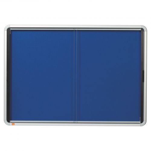 Nobo Premium Plus Blue Felt Lockable Noticeboard Display Case 8 x A4 925x668mm 1902565