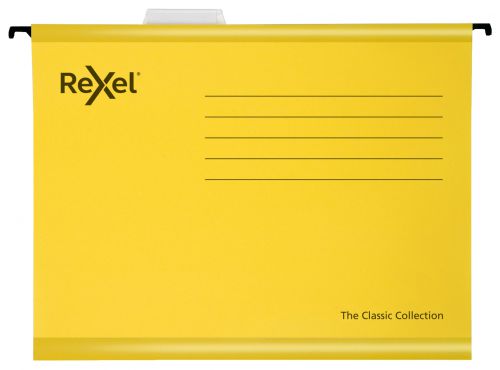 Rexel Classic A4 Suspension File Card 15mm V Base Yellow (Pack 25) 2115588