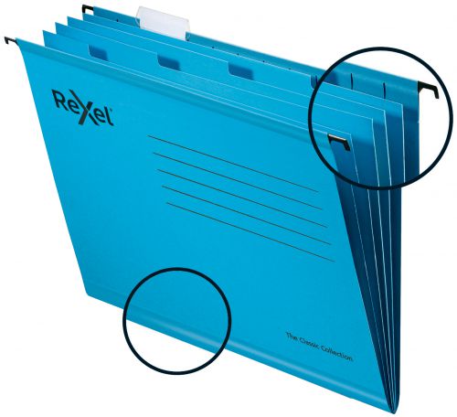 Suspension File Rexel Classic A4 Suspension File Card 15mm V Base Blue (Pack 10) 2115595