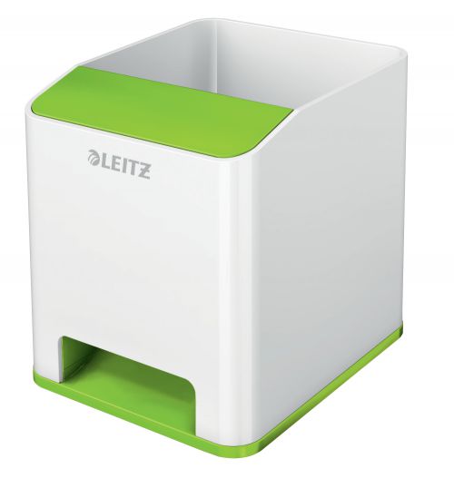 Desk Tidies Leitz WOW Dual Colour Sound Pen Holder White/Green 53631054