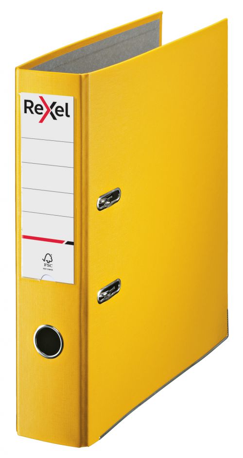 Rexel Lever Arch File Polypropylene ECO A4 75mm Yellow (Pack 10) 2115719x10