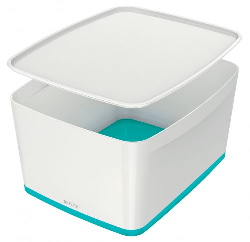 Storage Boxes Leitz MyBox WOW Storage Box Large with Lid White/Ice Blue 52164051