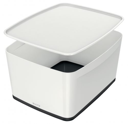 Leitz MyBox WOW Storage Box Large with Lid White/Black 52164095