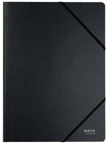 Leitz Recycled Card Folder With Elasticated Bands A4 Black Pack of 10 39080095