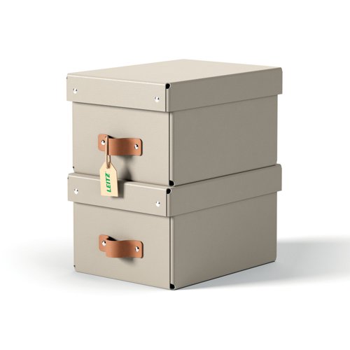 Leitz Puro Storage Box with lid, small, 7L, 100% recycled card, pack of 2 Leitz Puro Storage Box with lid, small, 7L, 100% recycled card, pack of 2