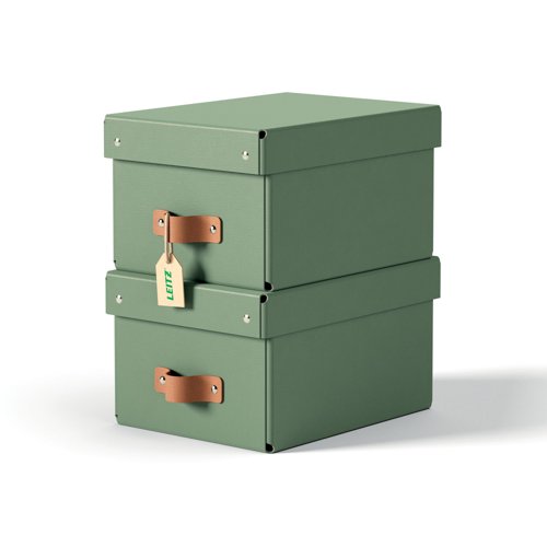 Leitz Puro Storage Box with lid, small, 7L, 100% recycled card, pack of 2 Leitz Puro Storage Box with lid, small, 7L, 100% recycled card, pack of 2