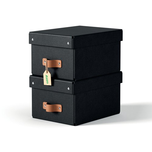 Leitz Puro Storage Box with lid, small, 7L, 100% recycled card, pack of 2 Leitz Puro Storage Box with lid, small, 7L, 100% recycled card, pack of 2