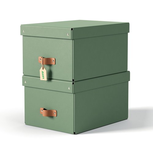Leitz Puro Storage Box with lid, medium, 17L, 100% recycled card, pack of 2 Leitz Puro Storage Box with lid, medium, 17L, 100% recycled card, pack of 2