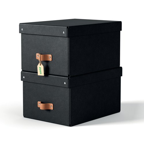 Leitz Puro Storage Box with lid, medium, 17L, 100% recycled card, pack of 2 Leitz Puro Storage Box with lid, medium, 17L, 100% recycled card, pack of 2