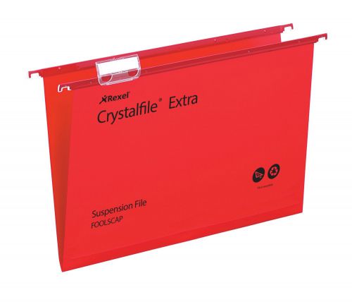 Rexel+Crystalfile+Extra+Suspension+File+Polypropylene+15mm+V-base+Foolscap+Red+Ref+70629+%5BPack+25%5D