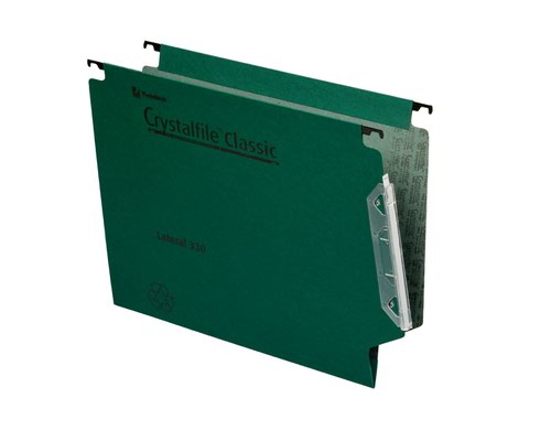 Lateral Files Rexel Crystalfile Classic 300 Foolscap Lateral Suspension File Manilla 15mm V Base Green (Pack 50) 70670