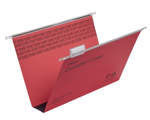 Suspension File Rexel Crystalfile Classic Foolscap Suspension File Manilla 50mm Red (Pack 50) 71752
