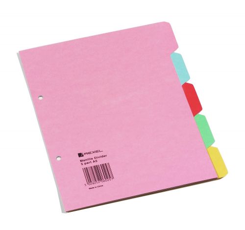 Rexel+A4+Manilla+Divider+5-Part+Multi-Colour