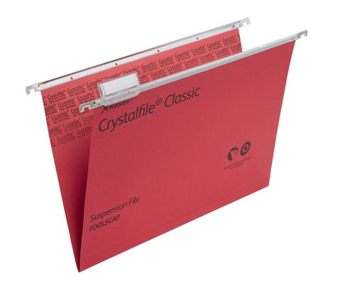 Rexel Crystalfile Susp File FC Red 50s   78141
