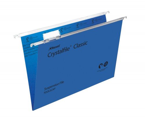 Rexel+Crystalfile+Classic+Foolscap+Suspension+File+Manilla+15mm+V+Base+Blue+%28Pack+50%29+78143