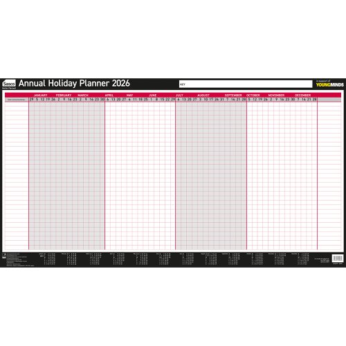 Sasco 2026 Annual Holiday Year Wall Planner 750W x 410Hmm With Wet Wipe Pen & Sticker Pack Unmounted - 2410277 Sasco 2026 Annual Holiday Year Wall Planner 750W x 410Hmm With Wet Wipe Pen & Sticker Pack Unmounted - 2410277