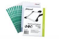 REXEL POCKETS REINFORCED CLEAR A4 PK100