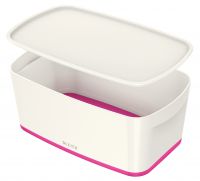 L:MYBOX SMALL WITH LID WOW WHITE/PINK