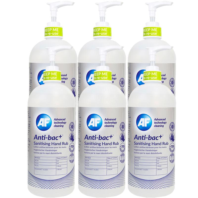 AF Antibacterial Sanitising Hand Rub Pump Top Bottle 500ml (Pack 6)