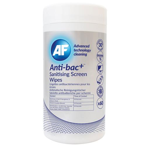 AF Antibacterial Sanitising Screen Wipes Tub (Pack 60) ABSCRW60T