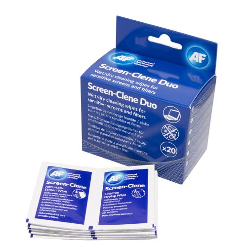 AF Screen-Clene Duo Wet/Dry Cleaning Wipes (Pack 20) SCR020