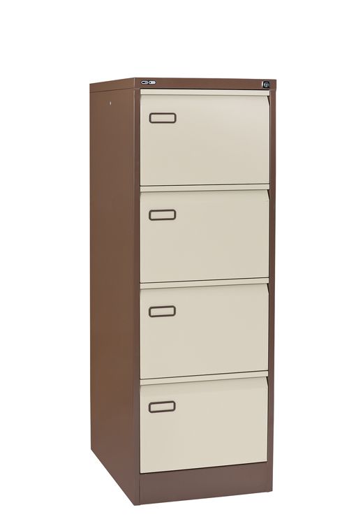 Mainline+4+drawer+filing+cabinet+with+swan+neck+grip+handle.+Coffee%2Fcream.
