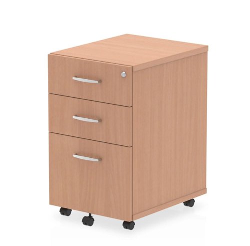 Impulse+Three+Drawer+Mobile+Pedestal+with+Lockable+Drawers+in+Beech