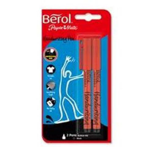 Berol+Handwriting+Pen+Twin+Blister+Card+Black+%28Pack+of+12%29+S0672930