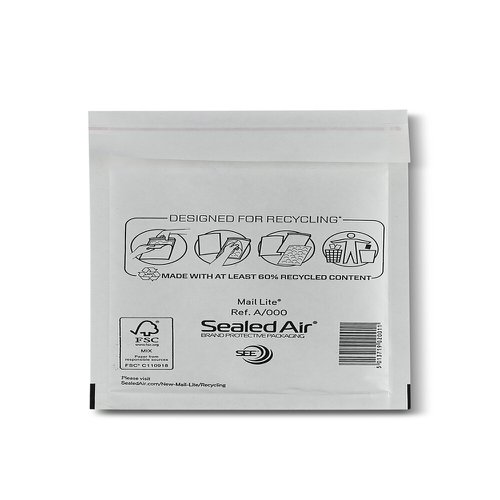 Sealed+Air+Mail+Lite+Mailers+A%2F000+White+Int+110mmx160mm+Box+100