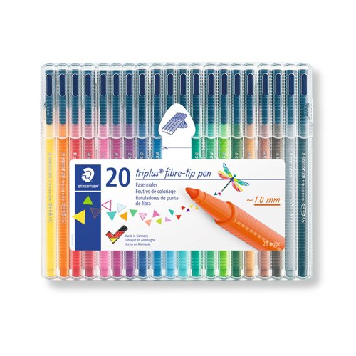 Triplus Colour Fibre Tips Assorted Pack Of 20 323Sb20 3P
