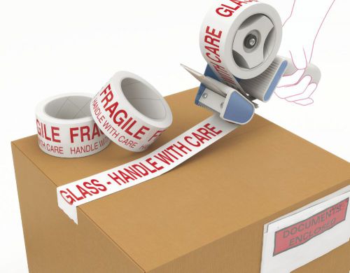 Polypropylene Printed Tape Fragile Red On White 48mm X 66m Pack 36