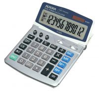 Aurora Large 12 Digit Desk Calculator with Adjustable Display Silver - DT401