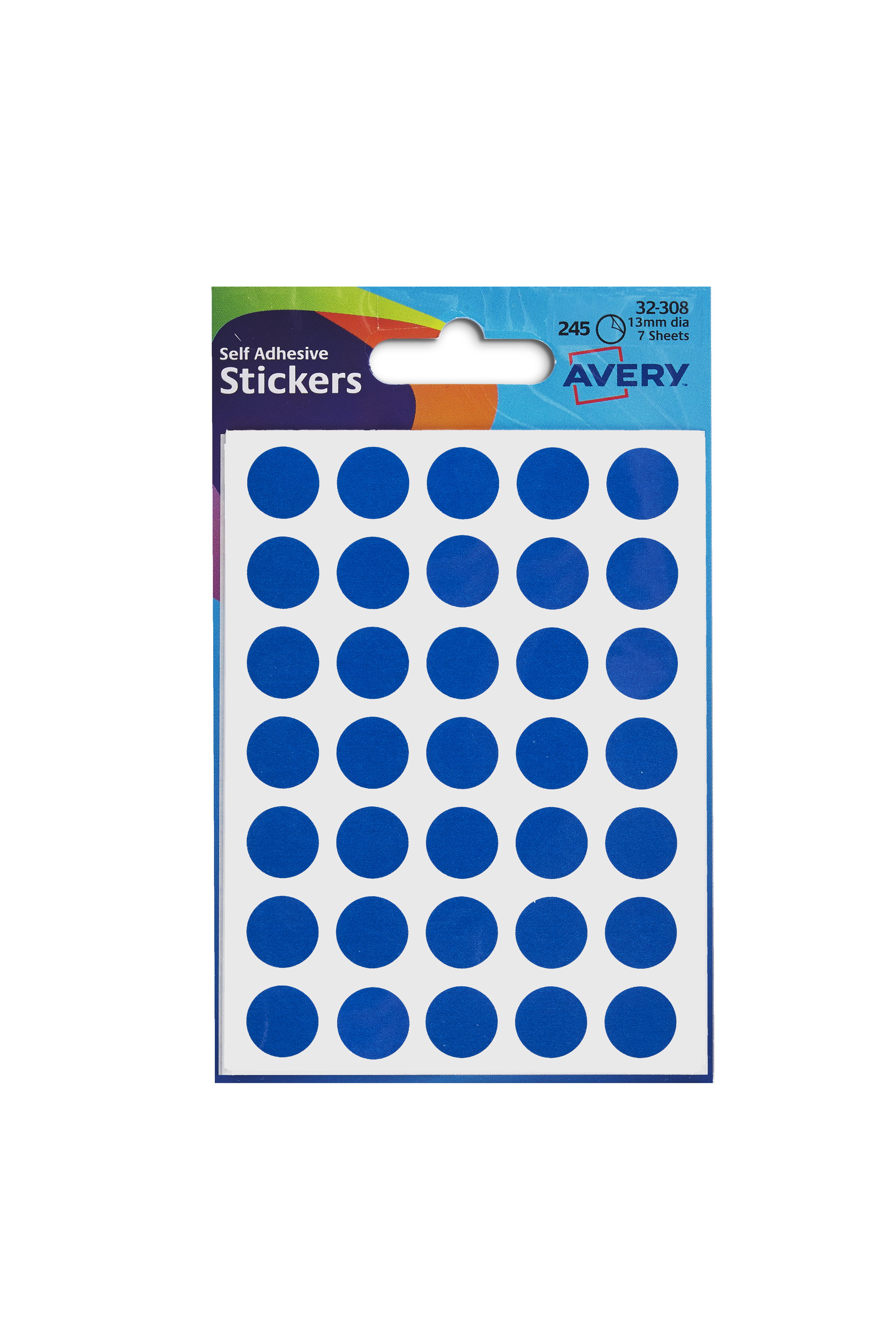Avery Coloured Label Round 12mm Diameter Blue (Pack 10 x 245 Labels) 32-308