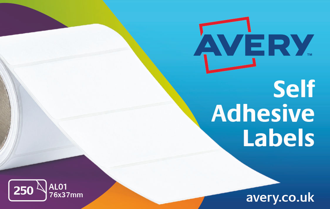 Avery Address Label Roll 76x37mm White (Pack 250 Labels) AL01