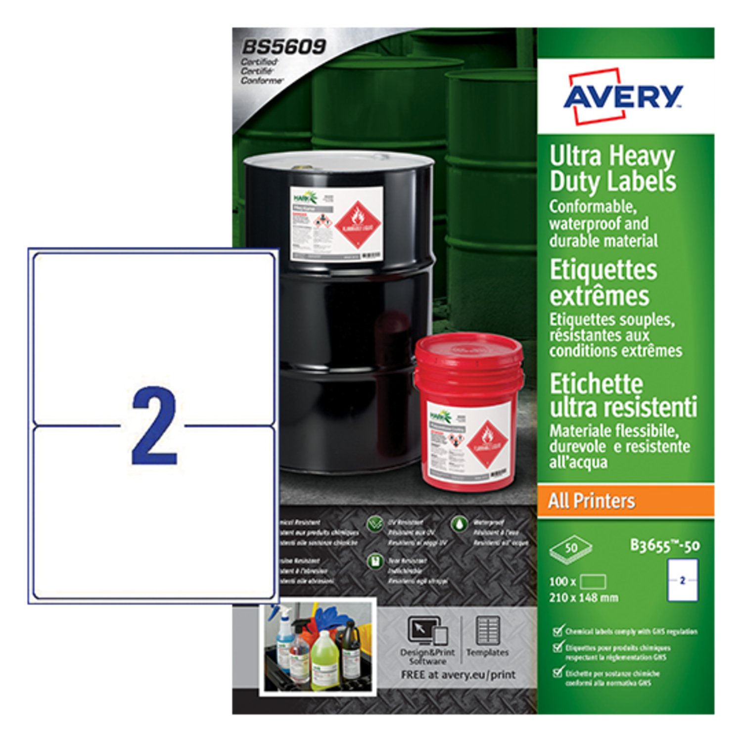 AVERY B3655-50 ULTRA RESISTANT LABELS 50