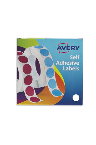 Avery+Labels+in+Dispenser+Round+19mm+Diameter+White+%28Pack+1400+Labels%29+24-404