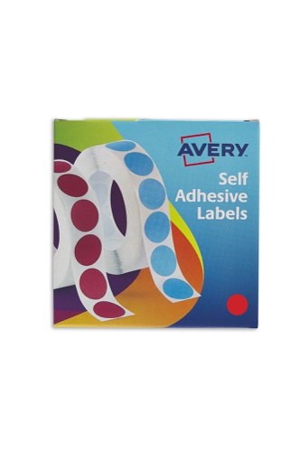 Avery+Labels+in+Dispenser+Round+19mm+Diameter+Red+%28Pack+1120+Labels%29+24-506