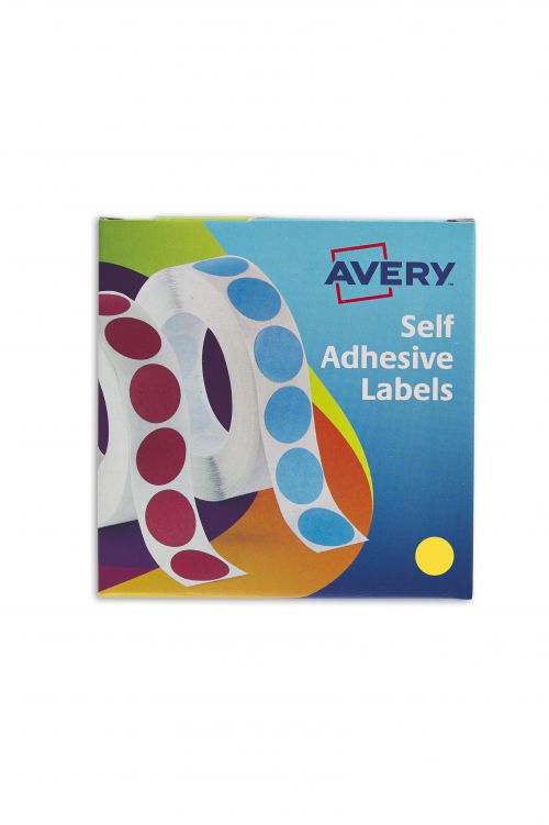 Avery Labels in Disp Round 19mm DIA Ylw 24-508 (1120 Labels)